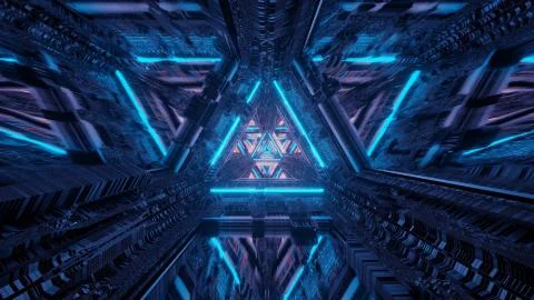 A virtual projection of several lights forming triangular patterns and flowin 스톡 일러스트