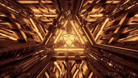 A virtual projection of several lights forming triangular patterns and flowin 스톡 일러스트