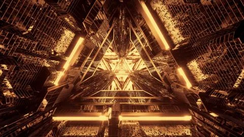 A virtual projection of several lights forming triangular patterns and flowin 스톡 일러스트