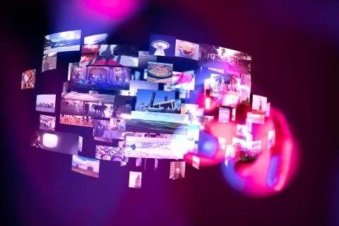 Virtual projection of technology and connected networks Illustrazione stock