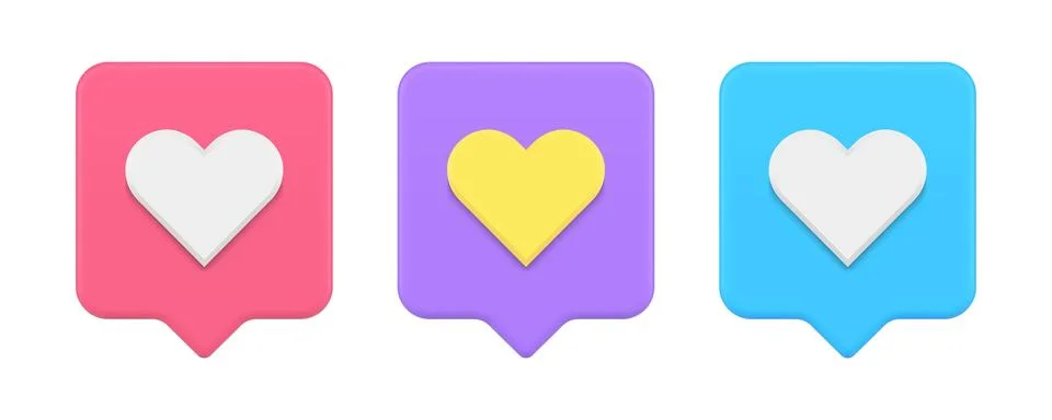 Virtual like quick tips internet application heart badge 3d icon set realis.. Illustration