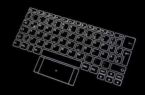 Virtual QWERZ keyboard for a notebook Stock Photos