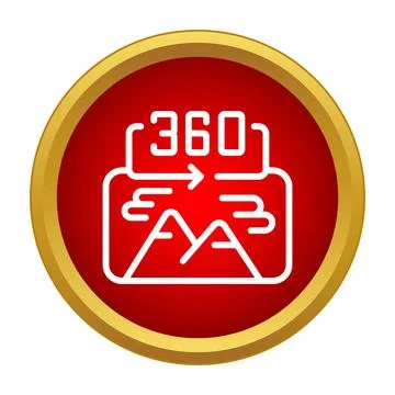 Virtual reality 360 degree panoramic mountain view icon Stock Illustration