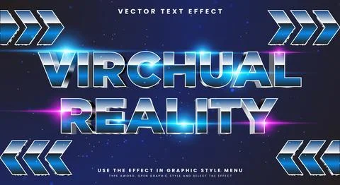 Virtual reality 3D editable text effect Template Illustrazione stock
