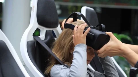 Virtual Reality, 3D. Girl with a virtual reality headset Stock Footage 113603357