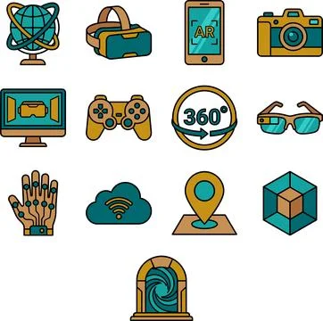 Virtual Reality and Augmented Reality Icons Set. Stock Illustration