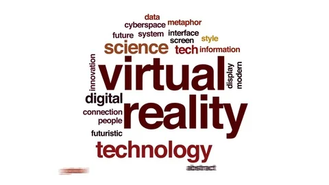Virtual reality animated word cloud, text design animation. Stock Footage 78639946