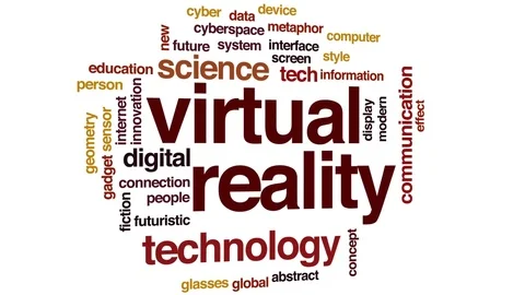 Virtual reality animated word cloud, text design animation. Stock Footage 78991572