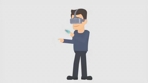 Virtual Reality. Animation of a man in virtual reality glasses. Networking Stock Footage 149910455