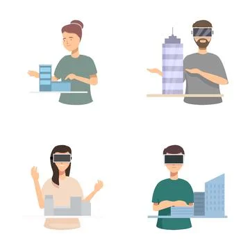 Virtual reality architects and engineers concept Illustrazione stock