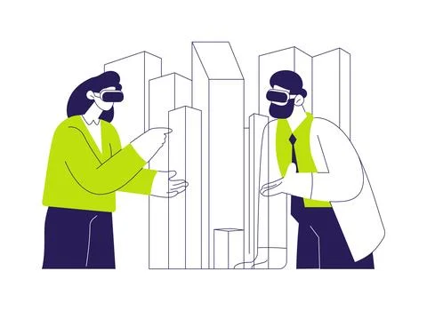 Virtual reality in architecture abstract concept vector illustration. 스톡 일러스트
