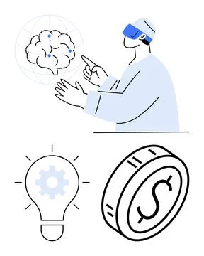 Virtual reality, artificial intelligence, financial tech, innovation, neurosc Stockillustratie