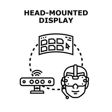 Virtual reality augmented gaming experience display headset 库存插图