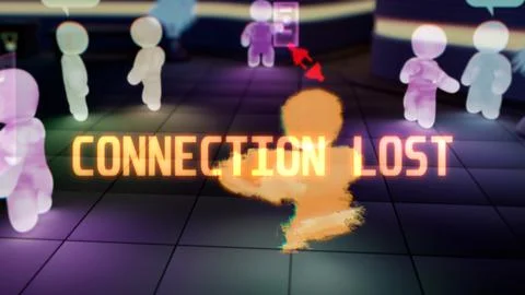 Virtual reality avatar of a user gets connection lost message Stock Illustration