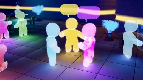 Virtual reality avatars conversationing - on-line social activity Stock Illustration