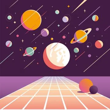 Virtual reality background, cartoon style. Concept of cyberspace and metave.. Stock Illustration