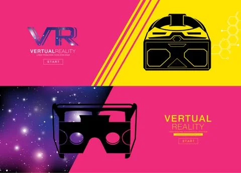 Virtual reality Banner, headset icon, flat design, vector, icon, design, co.. Stock Illustration