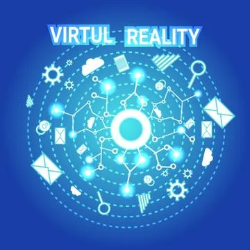 Virtual Reality Banner Modern Visual Technology Simulation Concept Stock Illustration