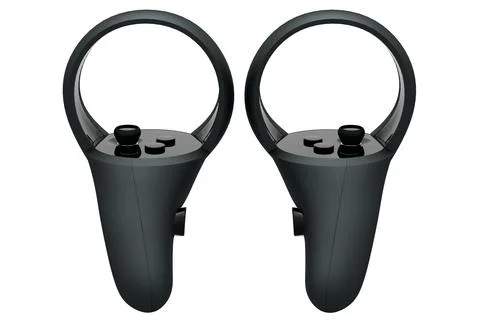 Virtual reality black controllers for online and cloud gaming on white Stock Illustration