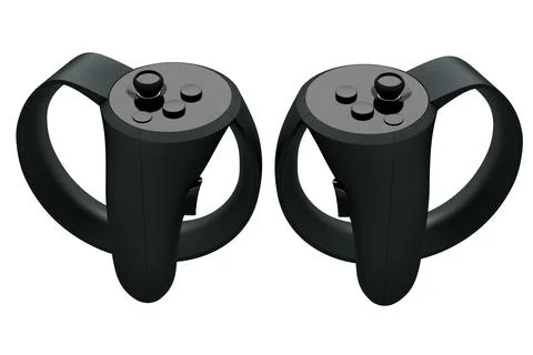 Virtual reality black controllers for online and cloud gaming on white Stock Illustration
