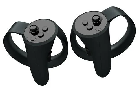 Virtual reality black controllers for online and cloud gaming on white Stock Illustration