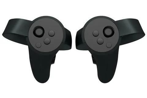Virtual reality black controllers for online and cloud gaming on white Stock Illustration