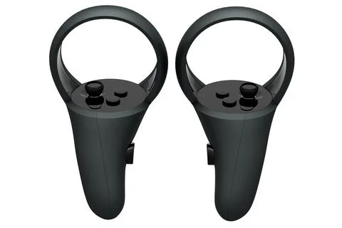 Virtual reality black controllers for online and cloud gaming on white Stock Illustration
