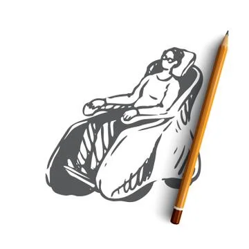 Virtual, reality, chair, game, simulation concept. Hand drawn isolated vector Stock Illustration