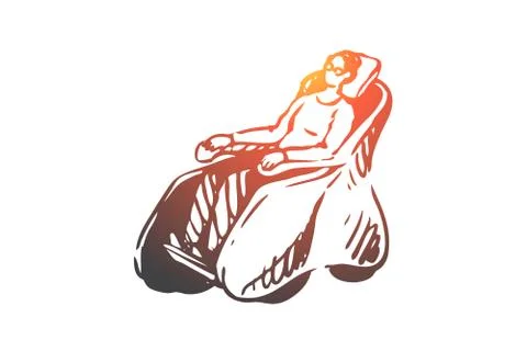 Virtual, reality, chair, game, simulation concept. Hand drawn isolated vector Stock Illustration