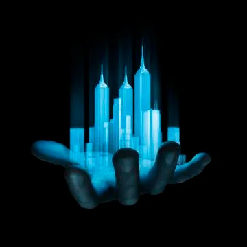 Virtual reality city Illustrazione stock
