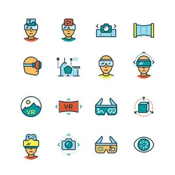 Virtual reality on computer, visual communication innovation Stock Illustration