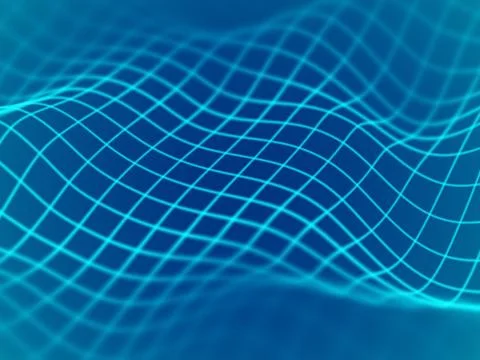 Virtual reality concept: abstract digital landscape grid in cyberspace. Stock Illustration
