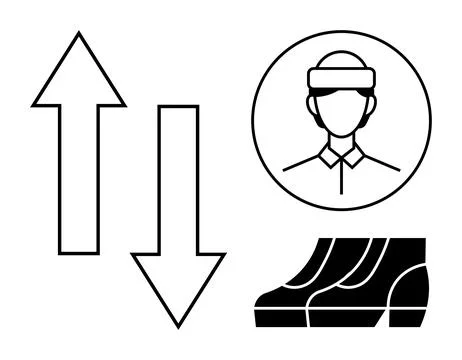 Virtual Reality Concept with Arrows and Technology Elements for Innovation イラスト素材