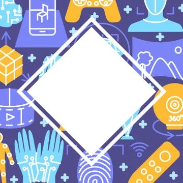 Virtual reality concept banner in flat style Stock Illustration