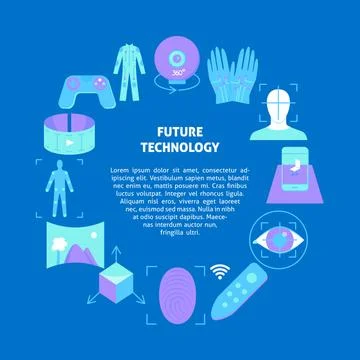 Virtual reality concept banner in flat style with text Stock Illustration