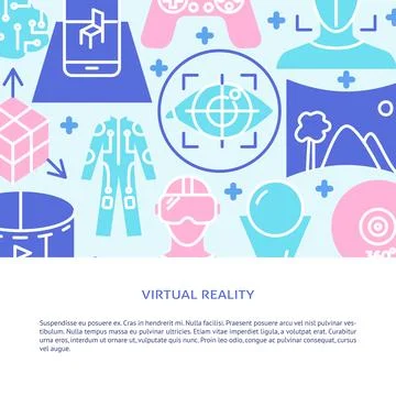 Virtual reality concept banner in flat style Stock Illustration