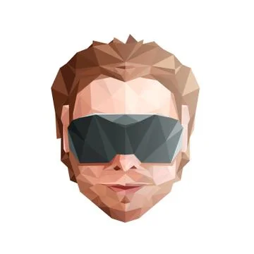 Virtual Reality Concept. Low Poly Head with Glasses Stock Illustration