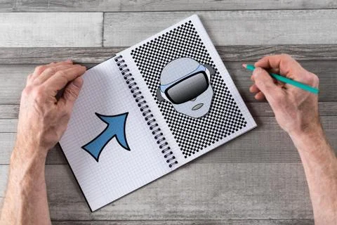 Virtual reality concept on a notepad Stock-Fotos