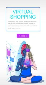 Virtual reality concept Virtual Shopping Flat Illustration Metaverse, can be  Stock Illustration