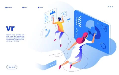 Virtual reality concept. Vr people digital mobile futuristic entertainment 스톡 일러스트