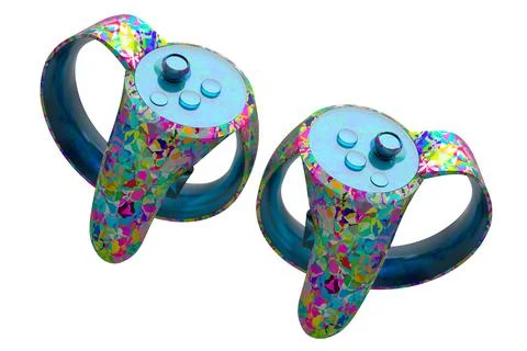 Virtual reality controller for gaming with mosaic seamless pattern on white 库存插图