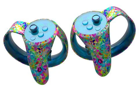 Virtual reality controller for gaming with mosaic seamless pattern on white Stock Illustration