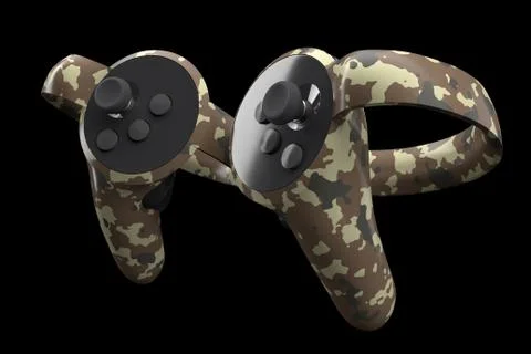 Virtual reality controllers for online and cloud gaming isolated on black Stock Illustration