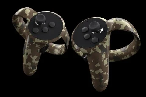 Virtual reality controllers for online and cloud gaming isolated on black 스톡 일러스트
