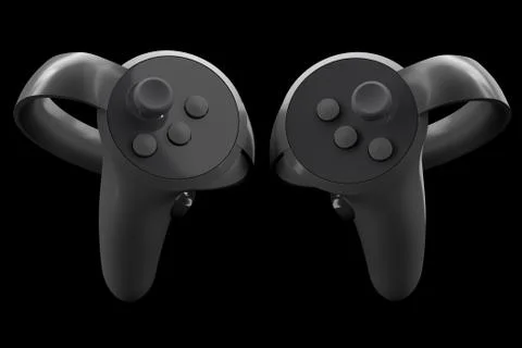 Virtual reality controllers for online and cloud gaming isolated on black Stock Illustration