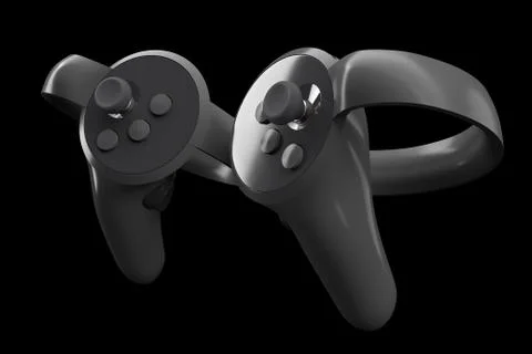 Virtual reality controllers for online and cloud gaming isolated on black Stock Illustration