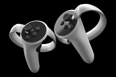 Virtual reality controllers for online and cloud gaming isolated on black Stock Illustration