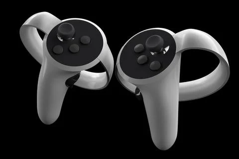 Virtual reality controllers for online and cloud gaming isolated on black Stock Illustration