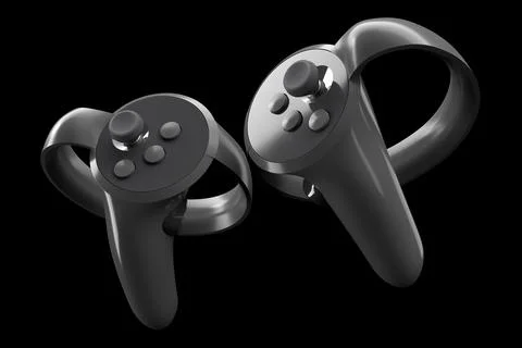 Virtual reality controllers for online and cloud gaming isolated on black Stock Illustration