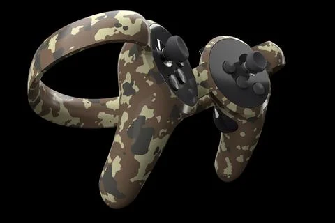 Virtual reality controllers for online and cloud gaming isolated on black Stock Illustration